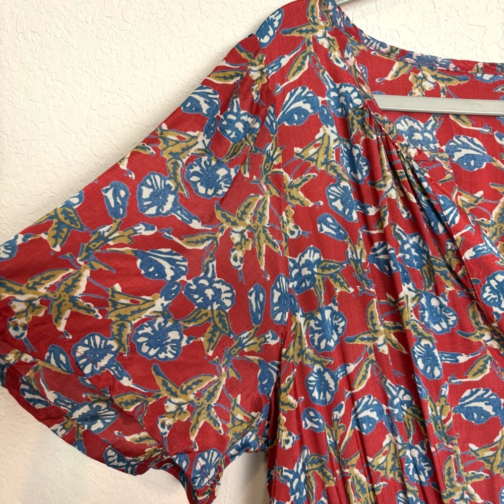 Natural Life Bella Red Blue Floral Maxi Dress Women’s Large Cottagecore Bohemian - Picture 5 of 14